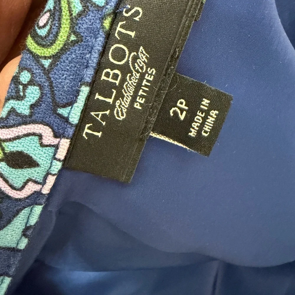 Talbots Blue and Green Paisley Pencil Skirt